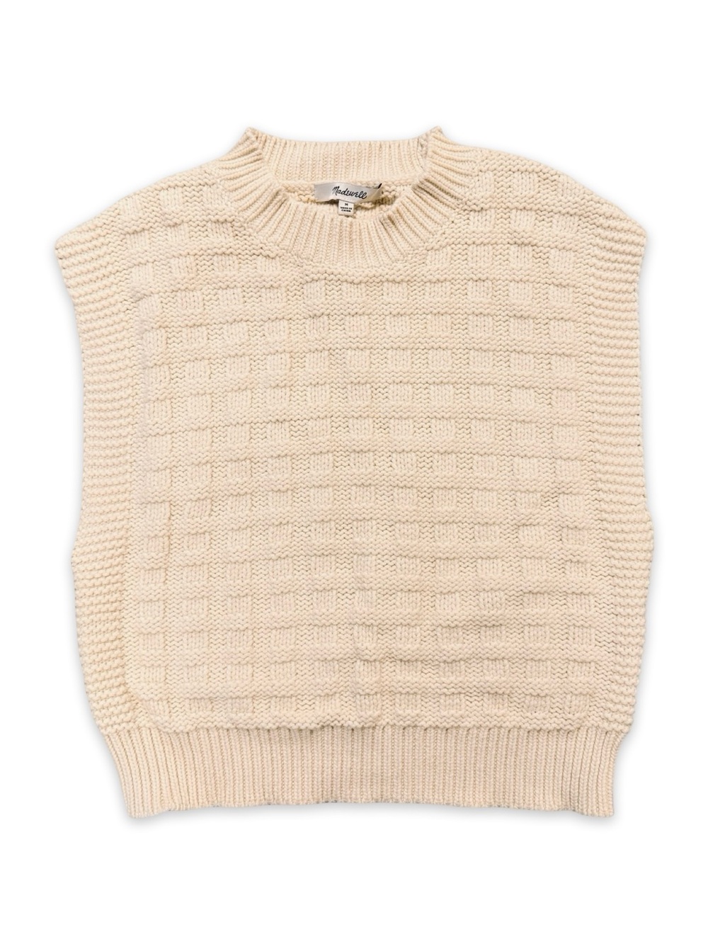 Madewell Checkered-Stitch Wedge Sweater Vest Antique Cream Women’s Medium - Picture 3 of 5